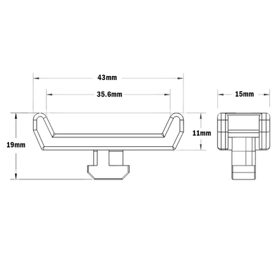 66-130-0 MODULAR SOLUTIONS CABLE TIE DOWNS 1/4 TURN CABLE BLOCK, 45MM, GRAY